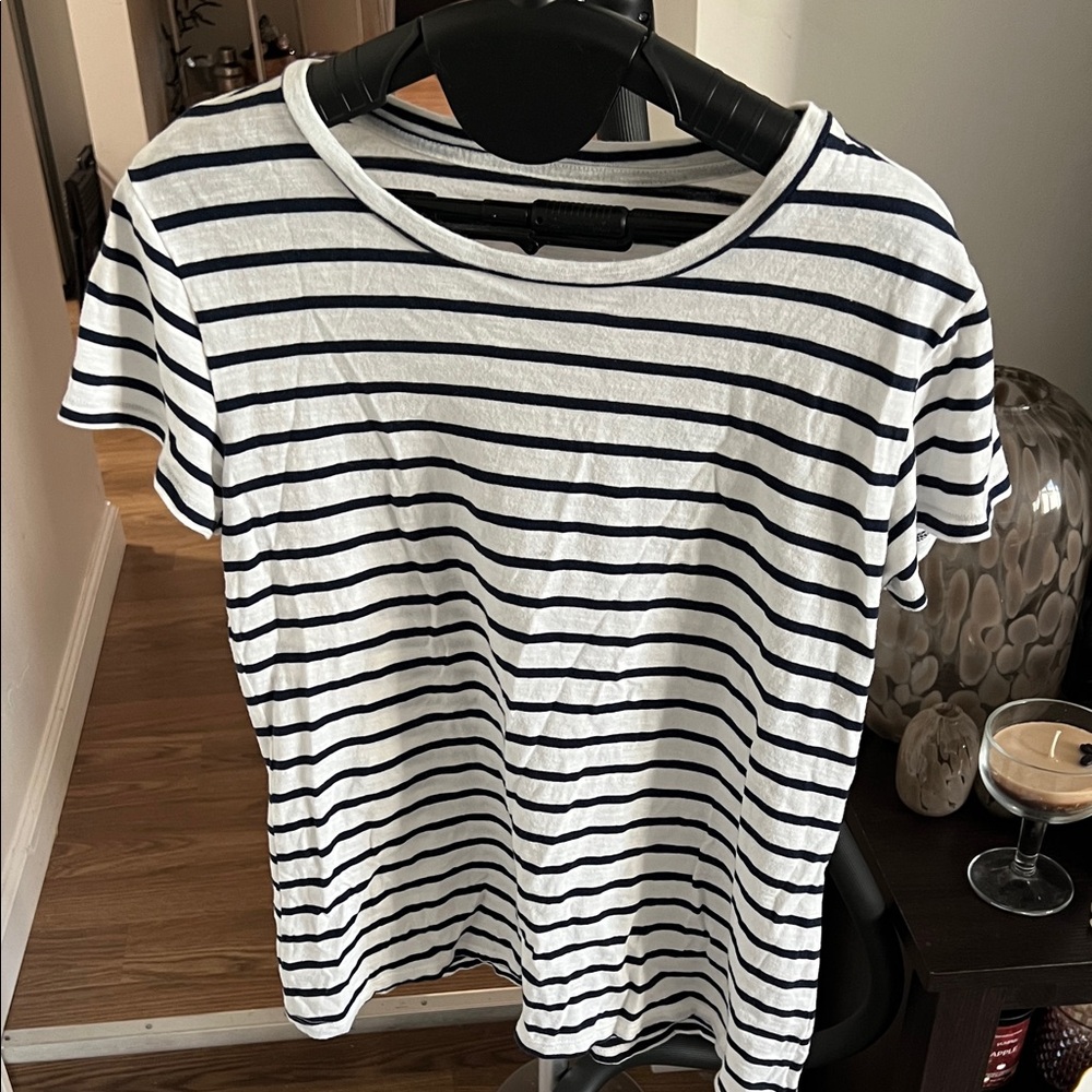 LC Lauren Conrad Black and White Striped Short Sleeve Tee